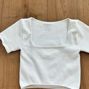 square neckline white top